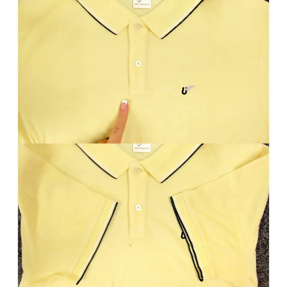 UNIQLO x Michael Bastian Pastel Yellow French Terry Polo Shirt Mens XL